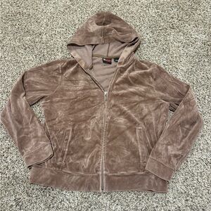 Vintage New York & Company Brown Velour Zip-Up Hoodie